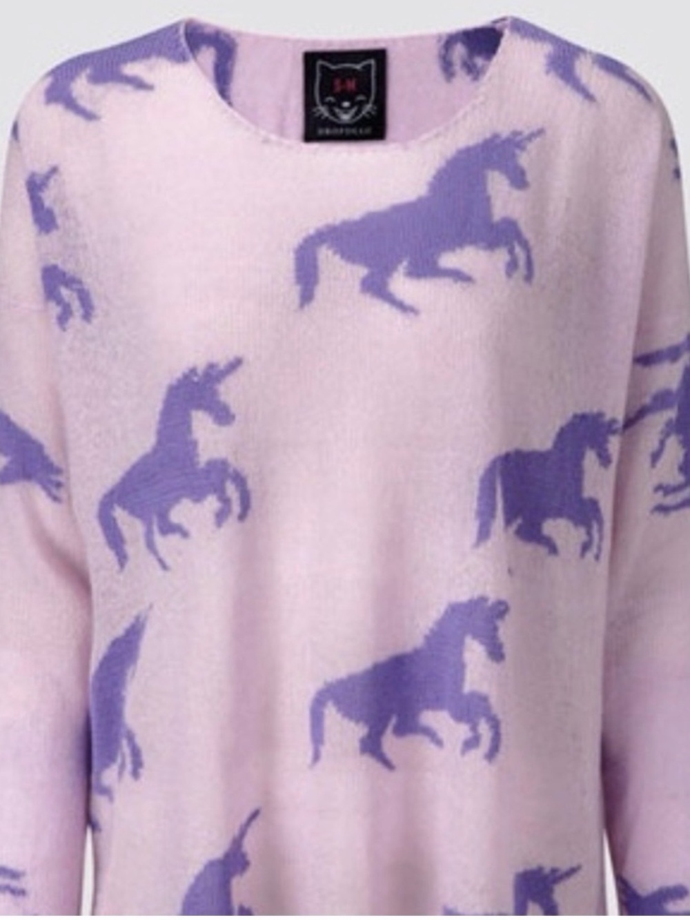 Drop Dead Lavender Crewneck Sweater with Purple Unicorn Motif Size M-L